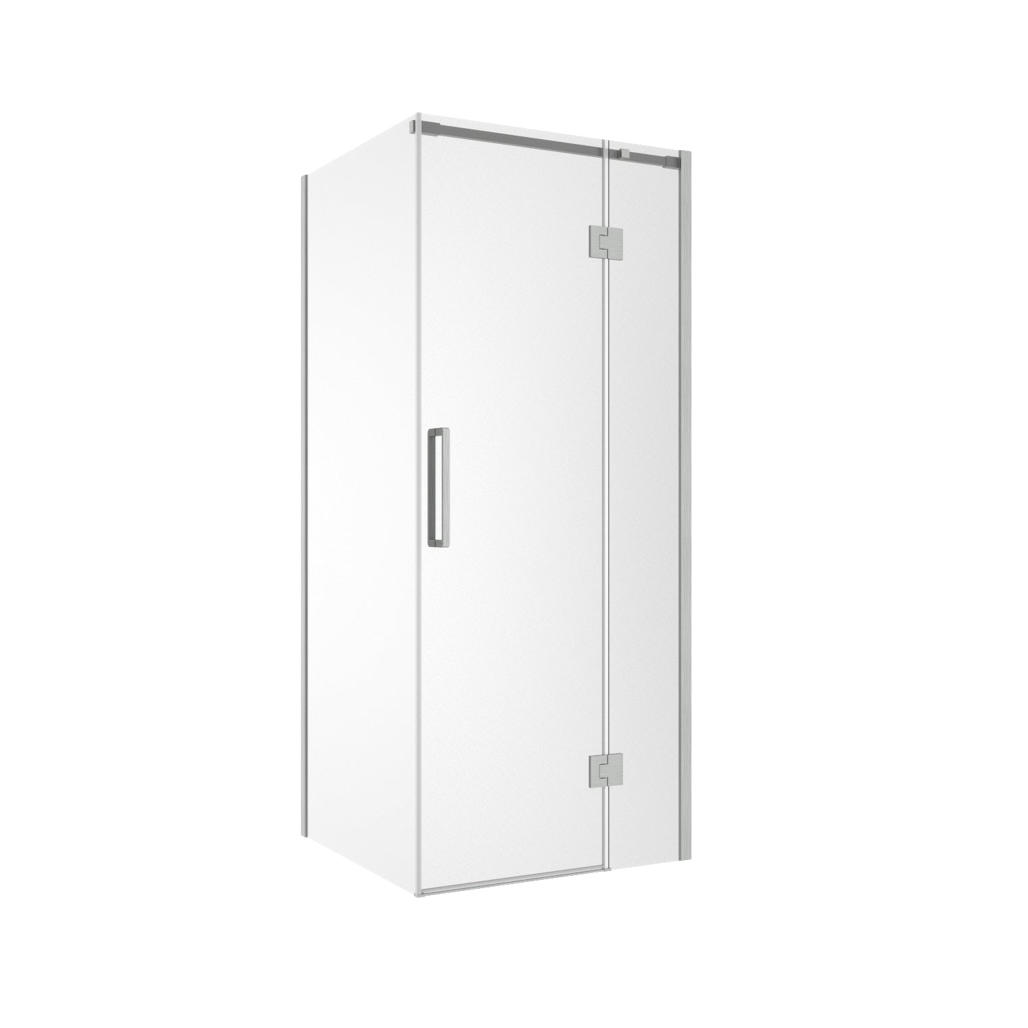 Euro Frameless Hinged Shower Screen 870 Front & Return Brushed Nickel