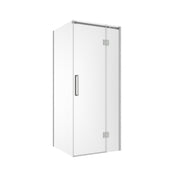 Euro Frameless Hinged Shower Screen 870 Front & Return Brushed Nickel