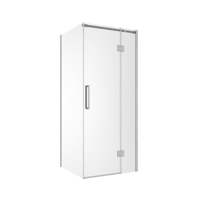Euro Frameless Hinged Shower Screen 870 Front & Return Brushed Nickel