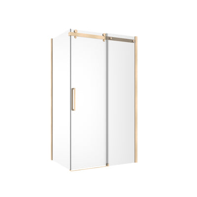 Euro Frameless Sliding Shower Screen Front & Return 1170 Brushed Brass