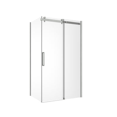 Euro Frameless Sliding Shower Screen Front & Return 1170 Brushed Nickel