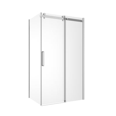 Frameless Sliding Shower Screen Front & Return 1170 Silver