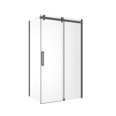 Frameless Sliding Shower Screen Front & Return 1170 Black
