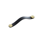 Momo Flexa Leather D Handle 160mm in Black with Brass Buttons