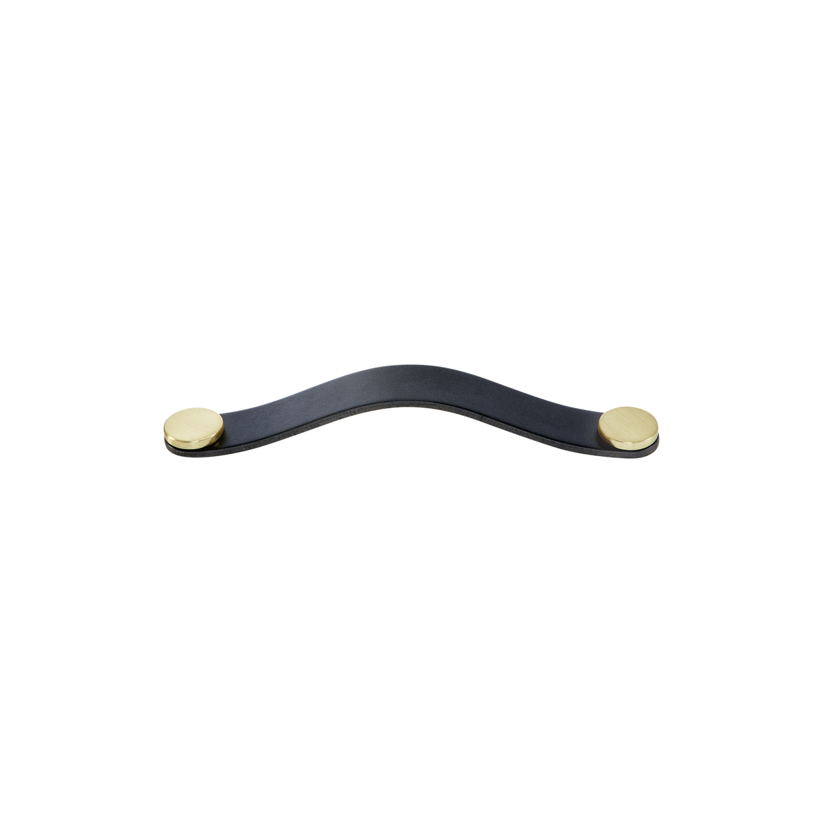 Momo Flexa Leather D Handle 160mm in Black with Brass Buttons - view 2