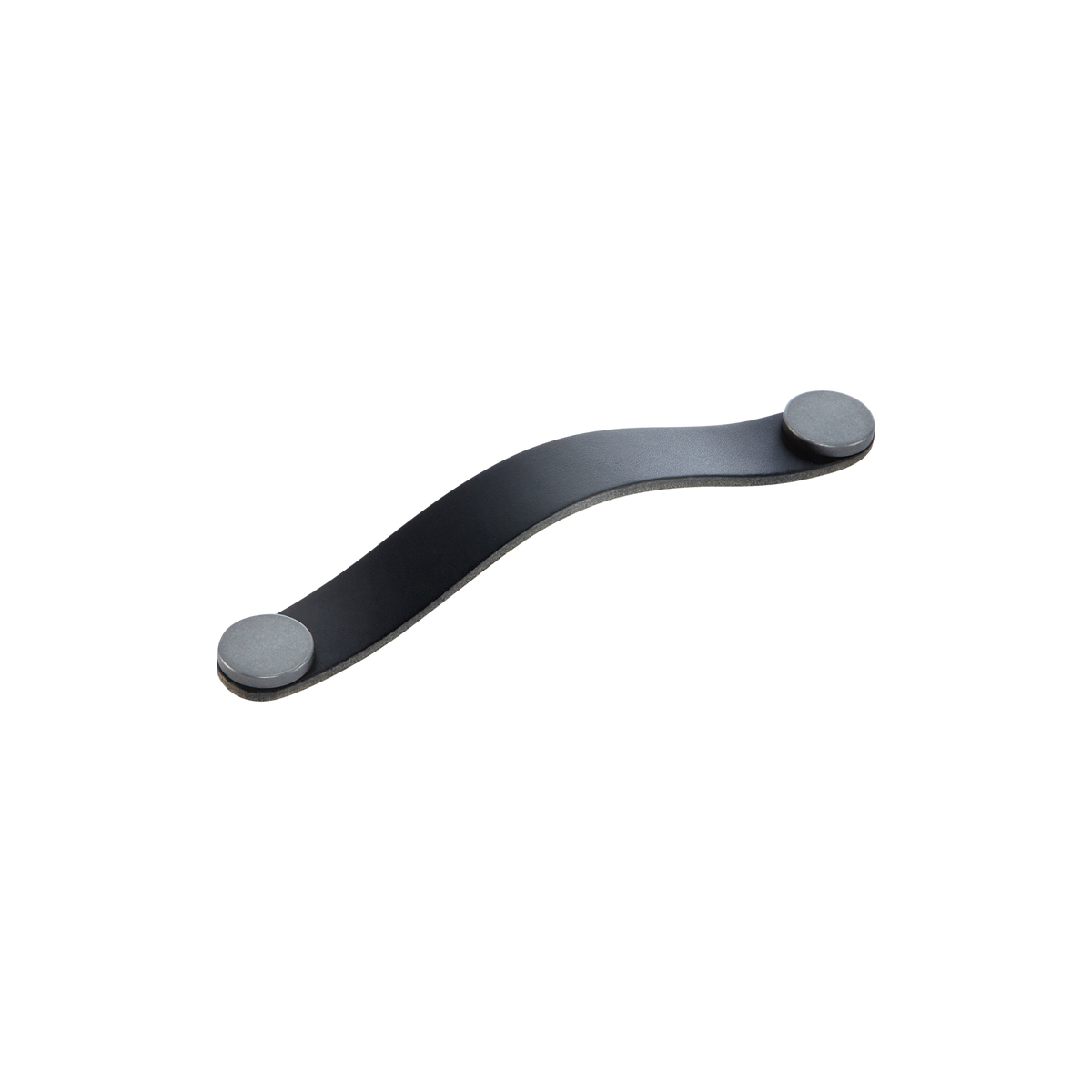Momo Flexa Leather D Handle 160mm in Black with Pewter Buttons