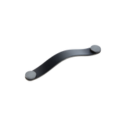 Momo Flexa Leather D Handle 160mm in Black with Pewter Buttons