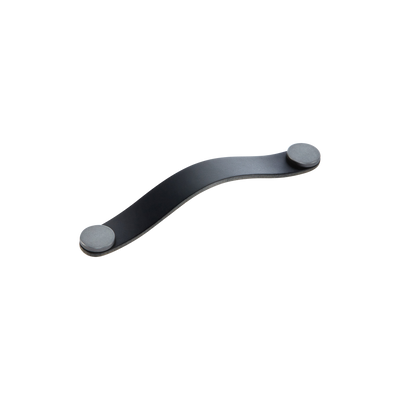 Momo Flexa Leather D Handle 160mm in Black with Pewter Buttons