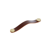 Momo Flexa Leather D Handle 160mm in Dark Brown with Brass Buttons