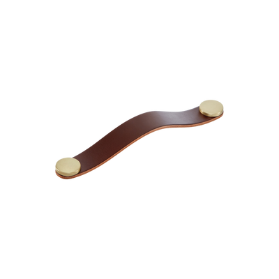 Momo Flexa Leather D Handle 160mm in Dark Brown with Brass Buttons