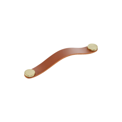 Momo Flexa Leather D Handle 160mm in Light Tan with Brass Buttons