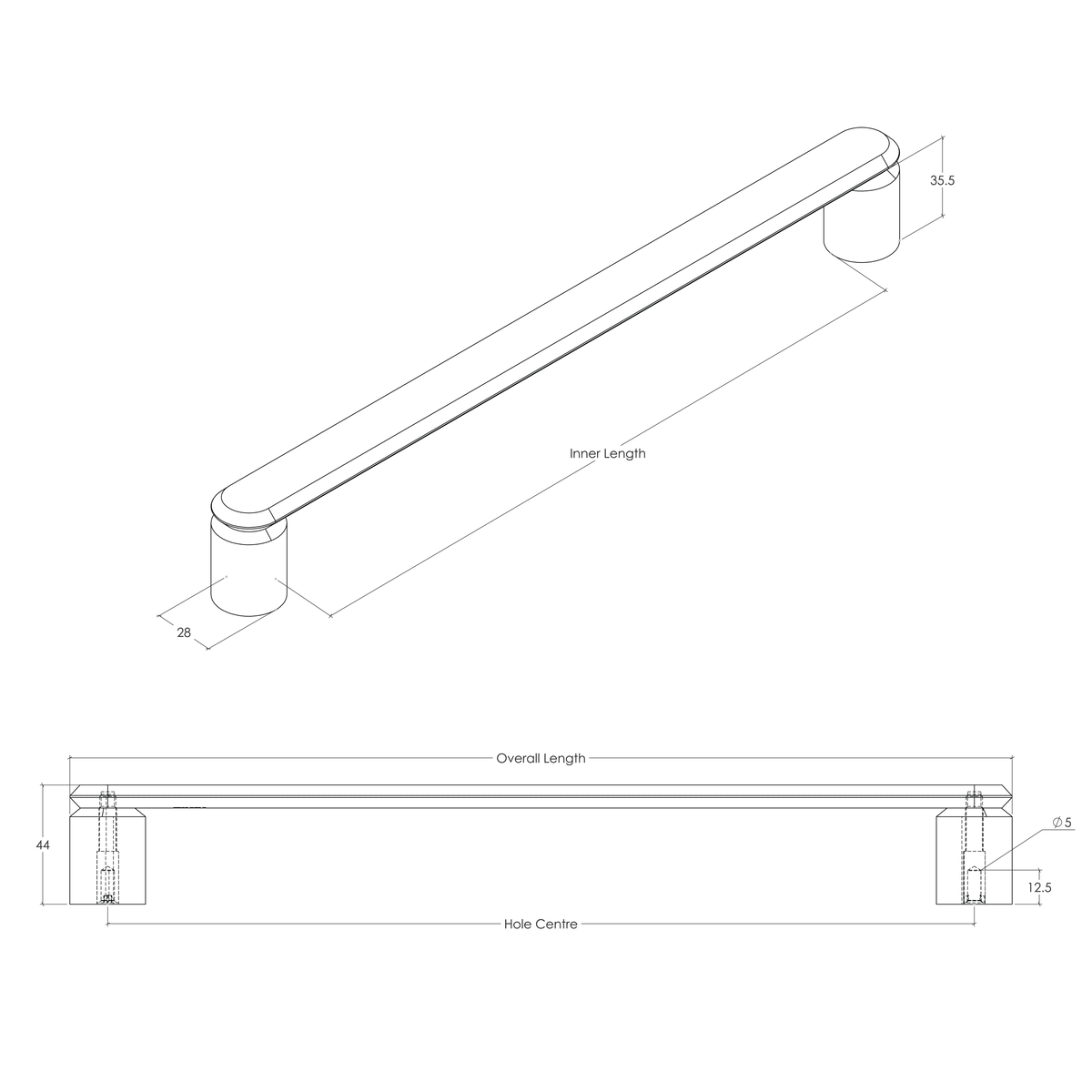 Momo Fase Big D Handle - Line Drawing