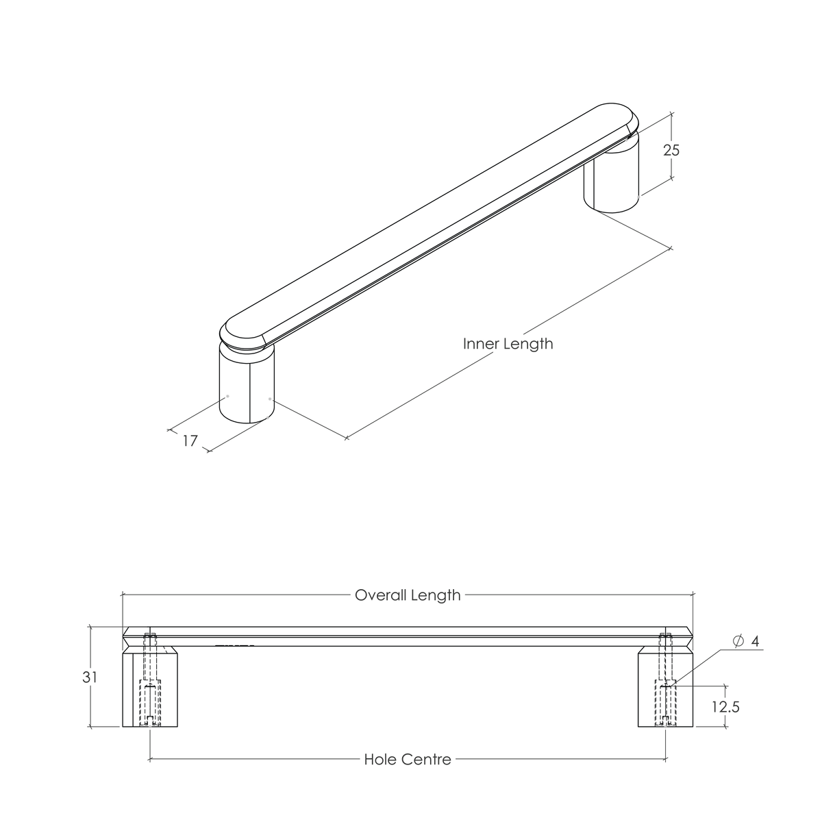 Momo Fase D Handle - Line Drawing