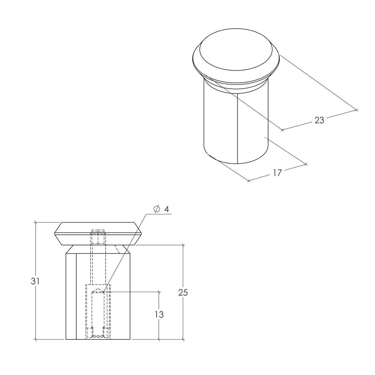 Momo Fase Knob - Line Drawing
