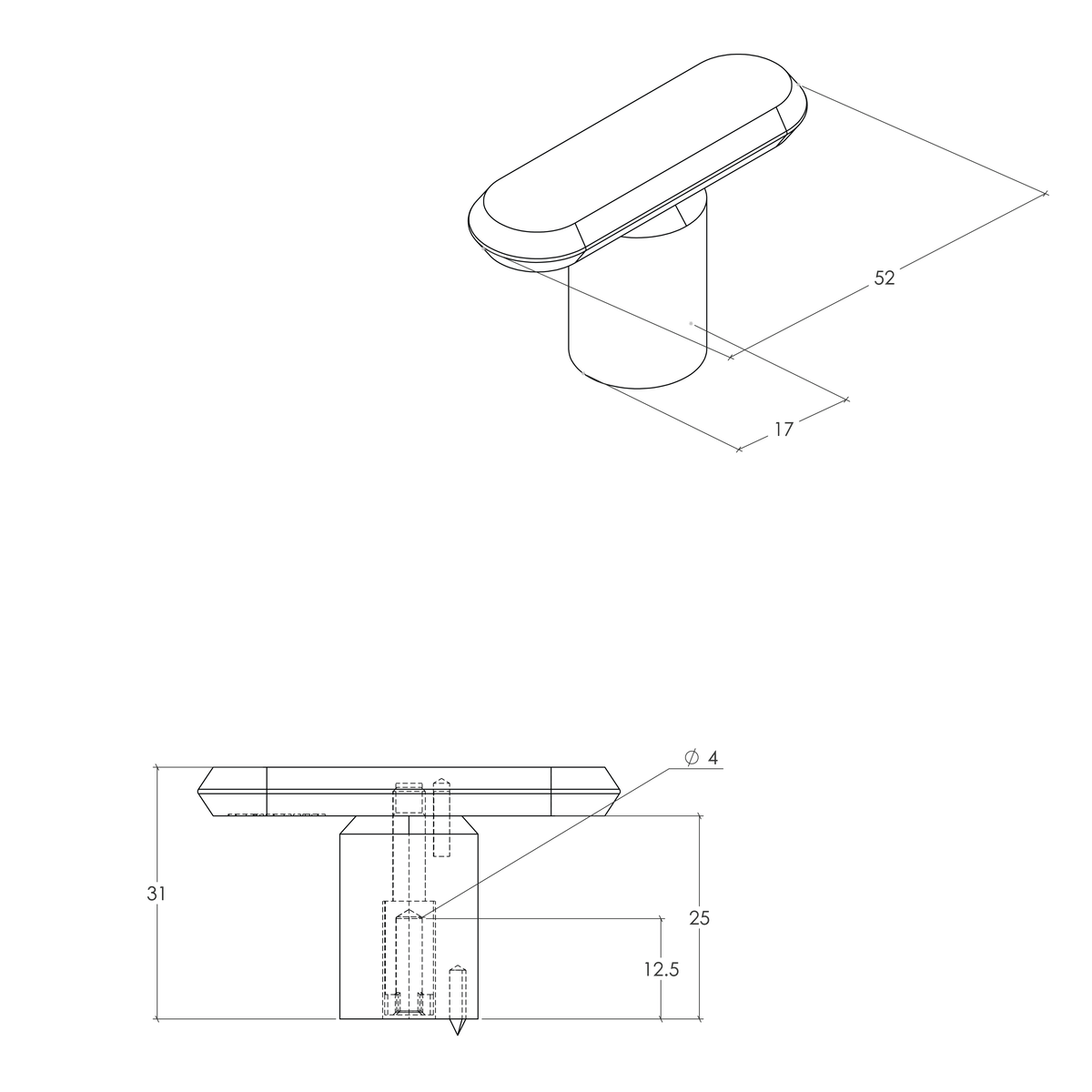 Momo Fase T Knob - Line Drawing