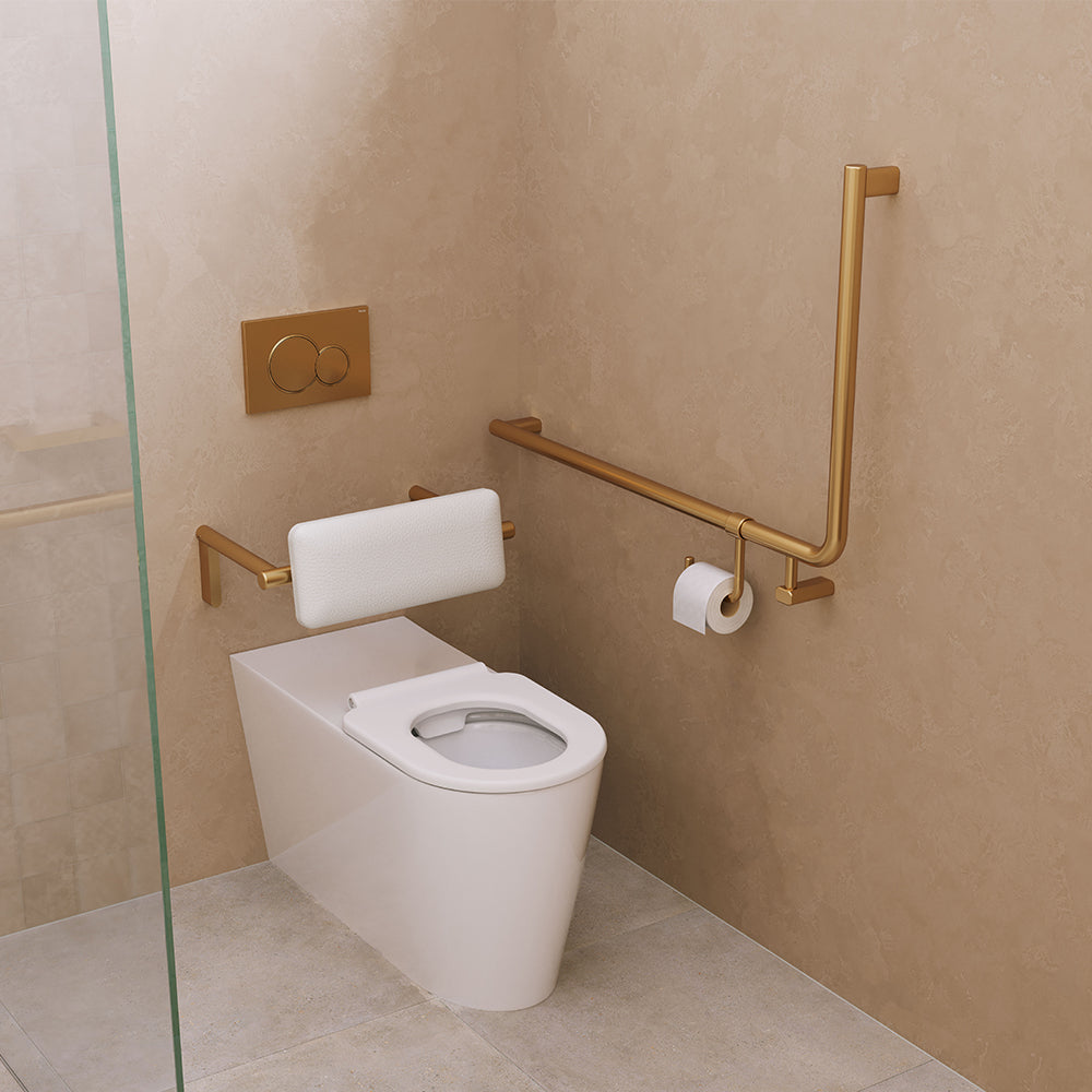 Fienza 90° Care Slimline Left-Hand Grab Rail Urban Brass