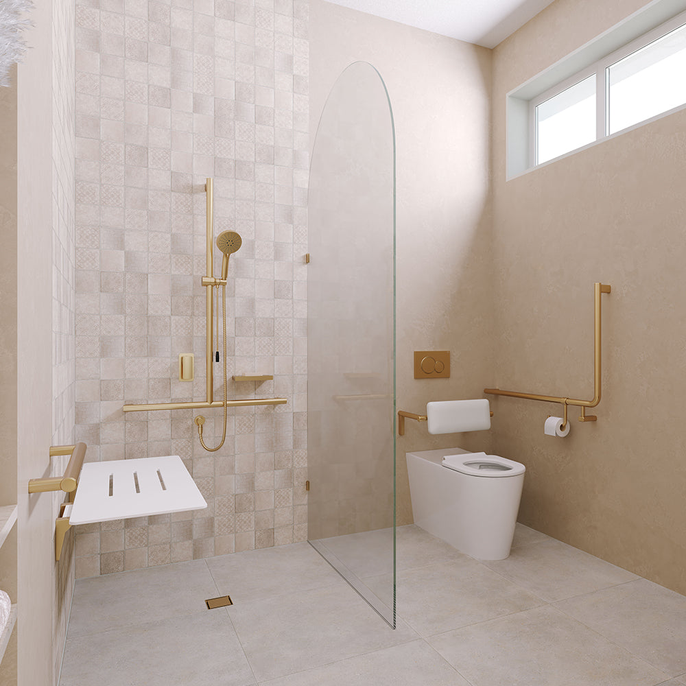 Fienza 90° Care Slimline Left-Hand Grab Rail Urban Brass