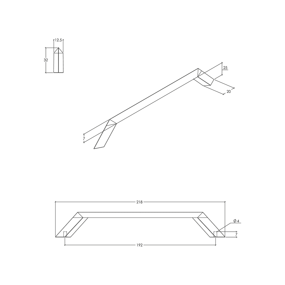 Momo Feltre D Handle - Line Drawing