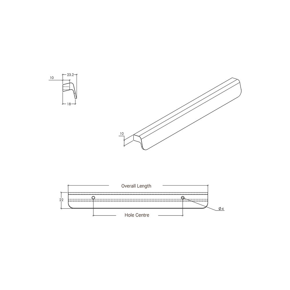 Momo Flapp Pull Handle - Line Drawing