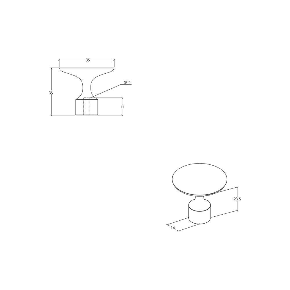 Momo Floid Knob - Line Drawing