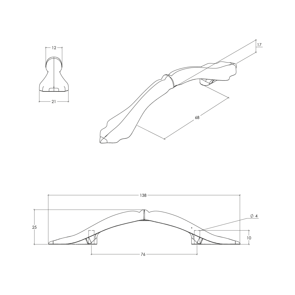 Momo Florencia Bow Handle - Line Drawing