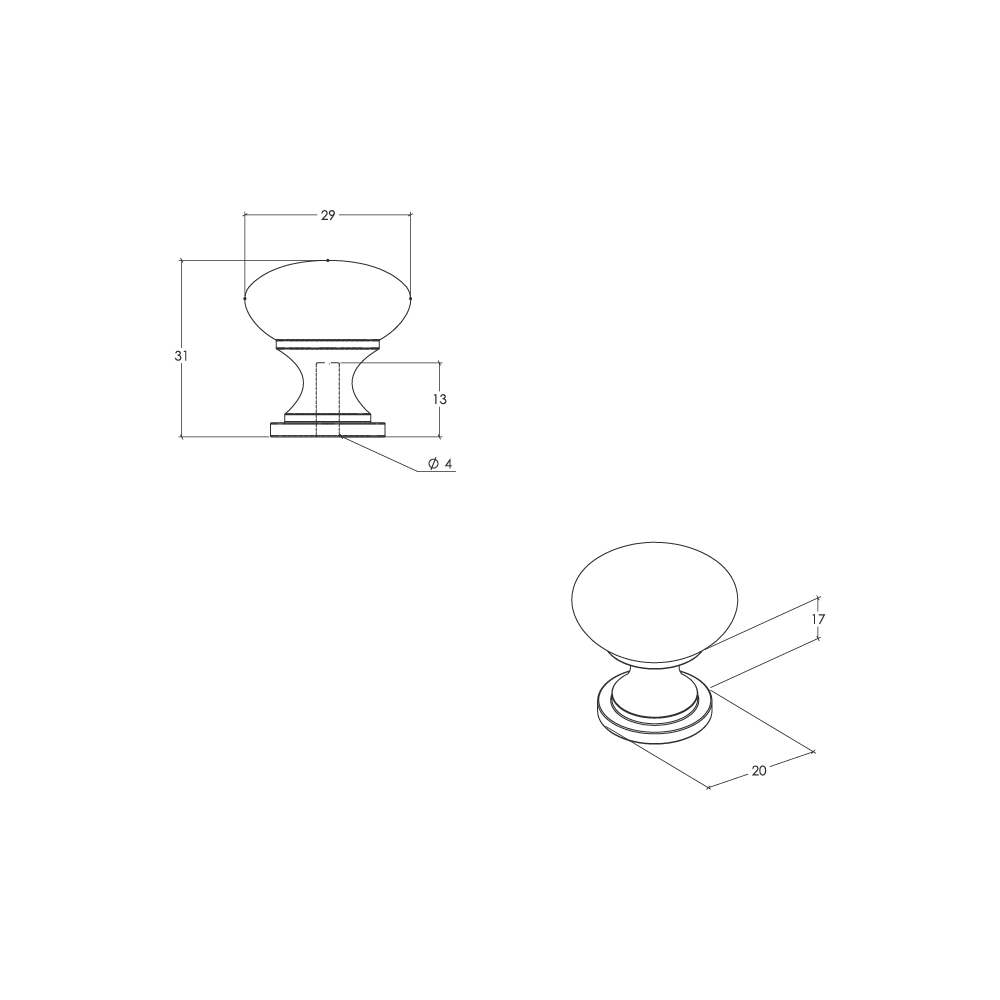 Momo Florencia Plain Knob - Line Drawing