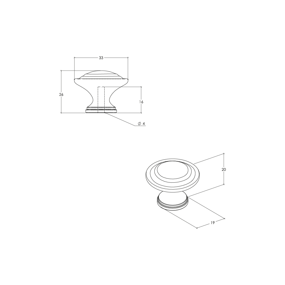 Momo Florencia Concentric Knob - Line Drawing