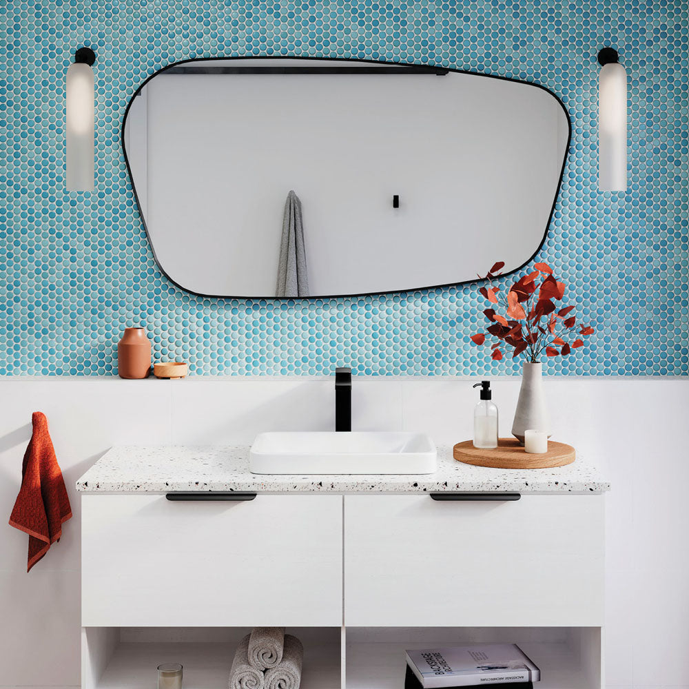 Capriccio Matte Black Asymmetrical Framed Mirror