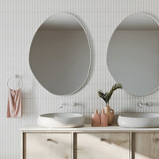 Pebble Matte White Asymmetrical Framed Mirror