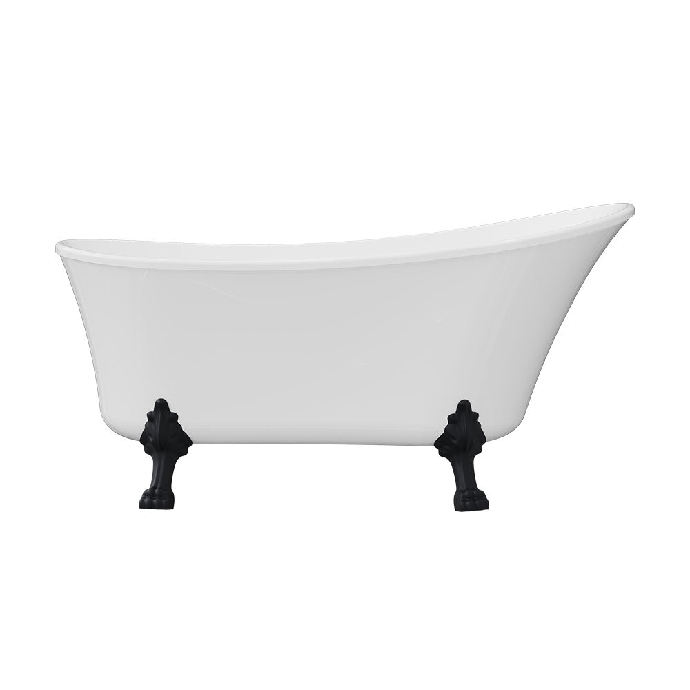 Fienza Clawfoot Freestanding Bath Gloss White 1500mm Black Feet