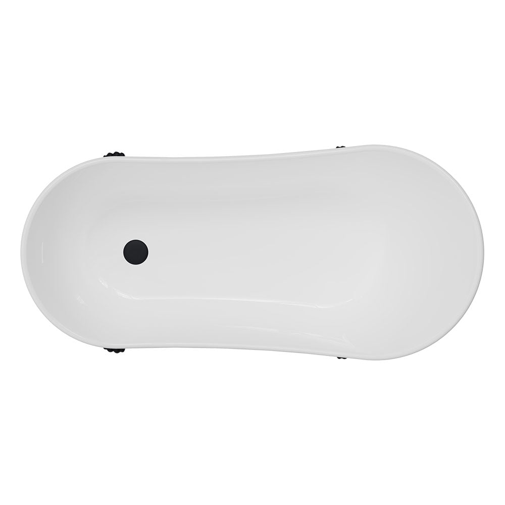 Fienza Clawfoot Freestanding Bath Gloss White 1500mm Black Feet