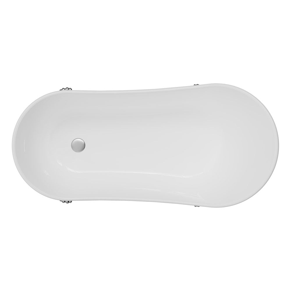 Fienza Clawfoot Freestanding Bath Gloss White 1500mm Brushed Nickel Feet