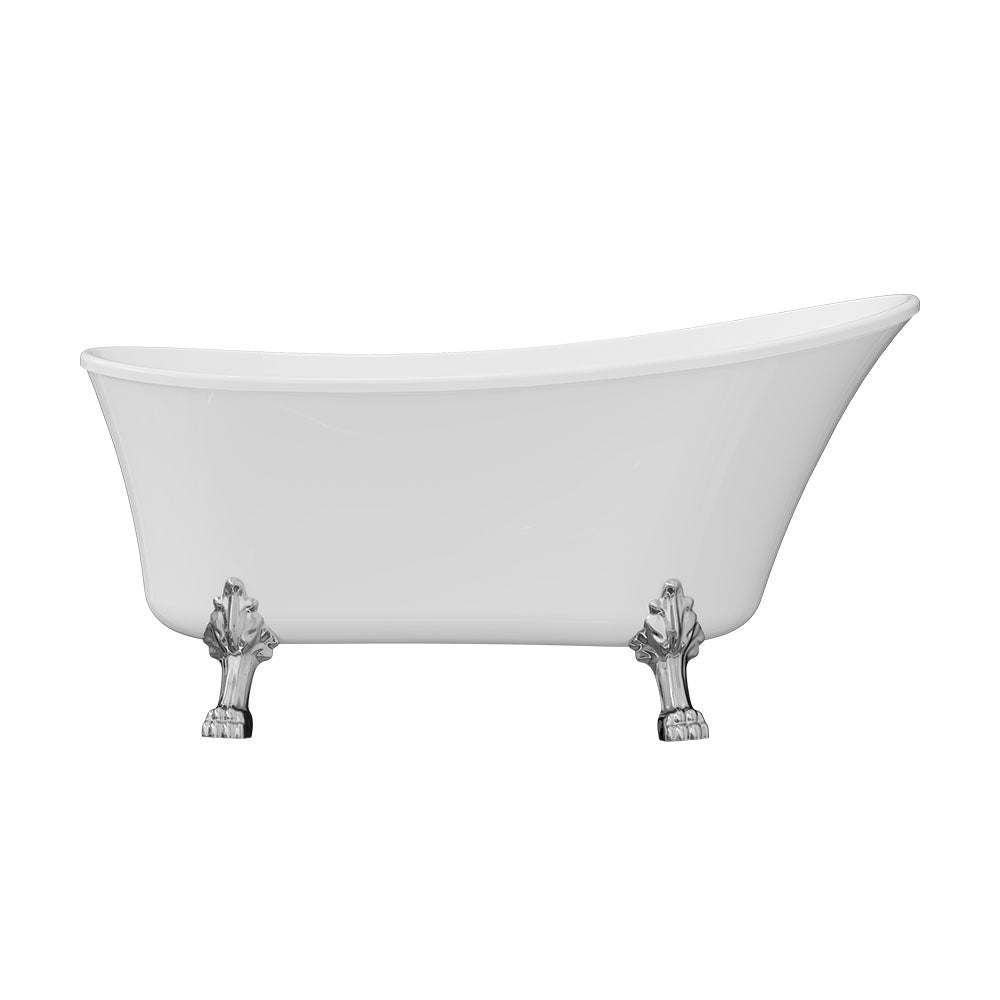 Fienza Clawfoot Freestanding Bath Gloss White 1500mm Chrome Feet