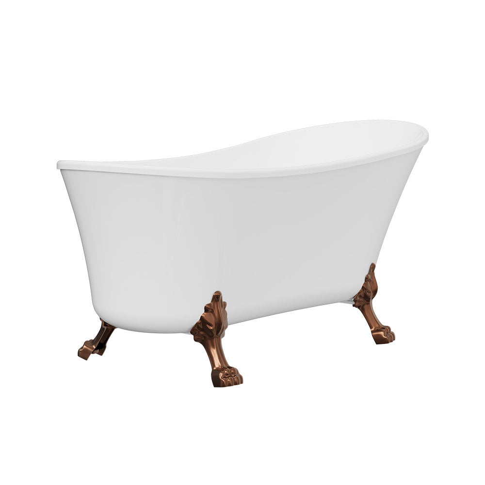 Fienza Clawfoot Freestanding Bath Gloss White 1500mm Brushed Copper Feet