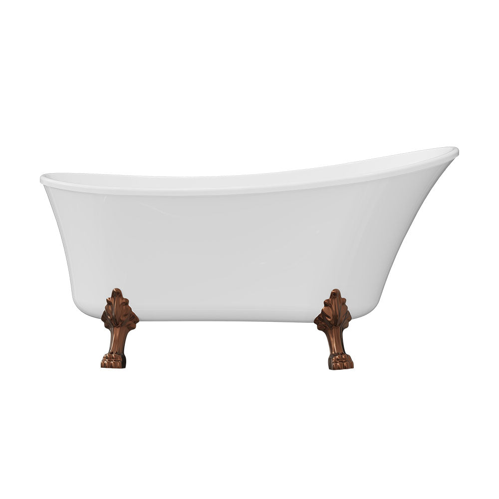 Fienza Clawfoot Freestanding Bath Gloss White 1500mm Brushed Copper Feet