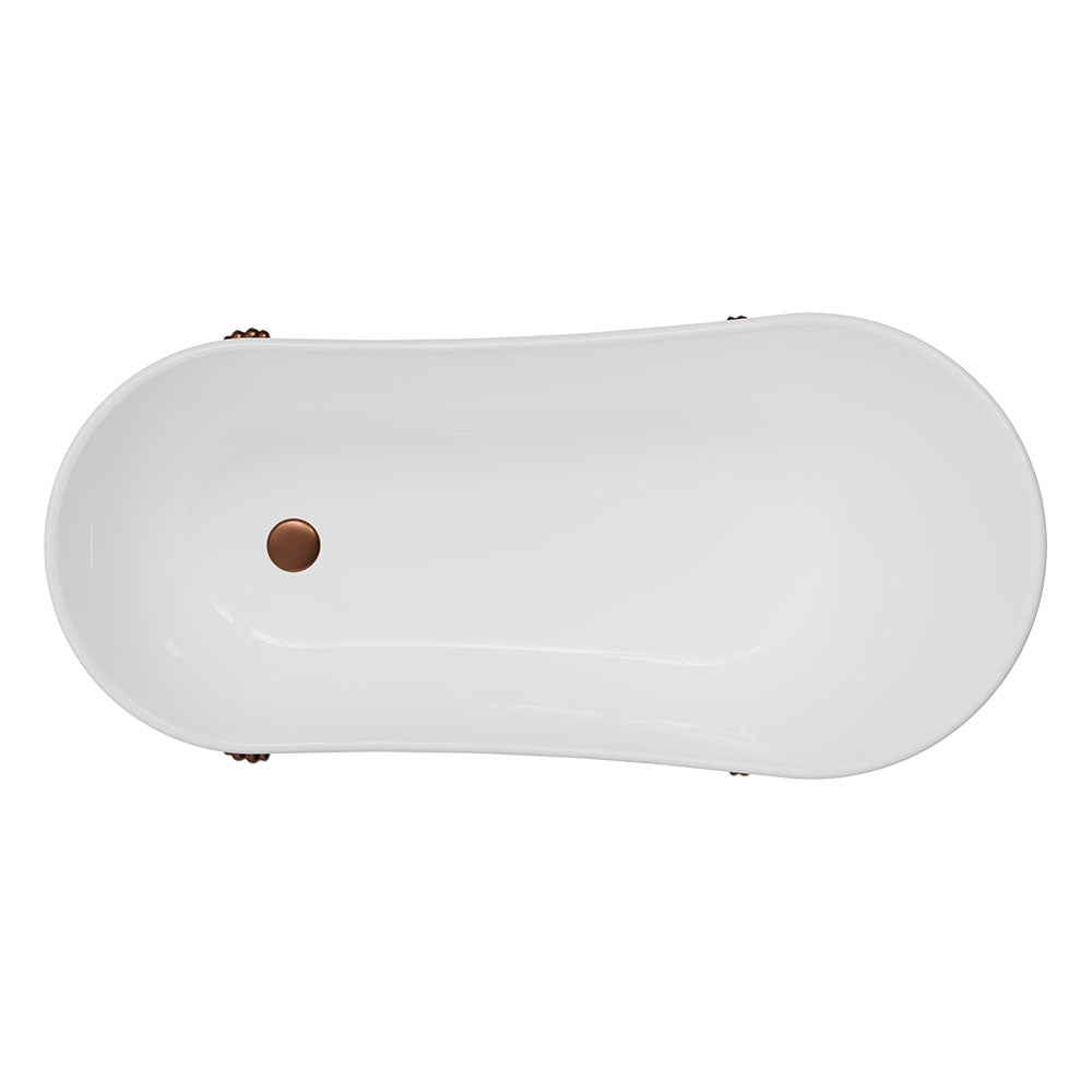 Fienza Clawfoot Freestanding Bath Gloss White 1500mm Brushed Copper Feet
