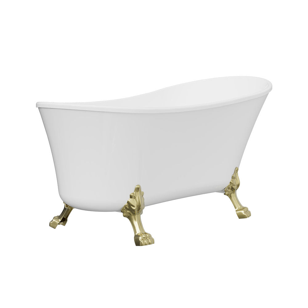 Fienza Clawfoot Freestanding Bath Gloss White 1500mm Urban Brass Feet