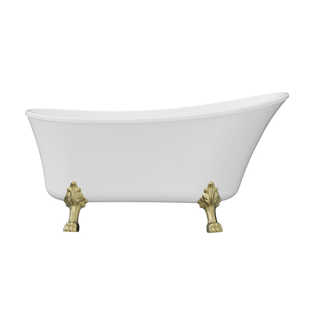 Fienza Clawfoot Freestanding Bath Gloss White 1500mm Urban Brass Feet