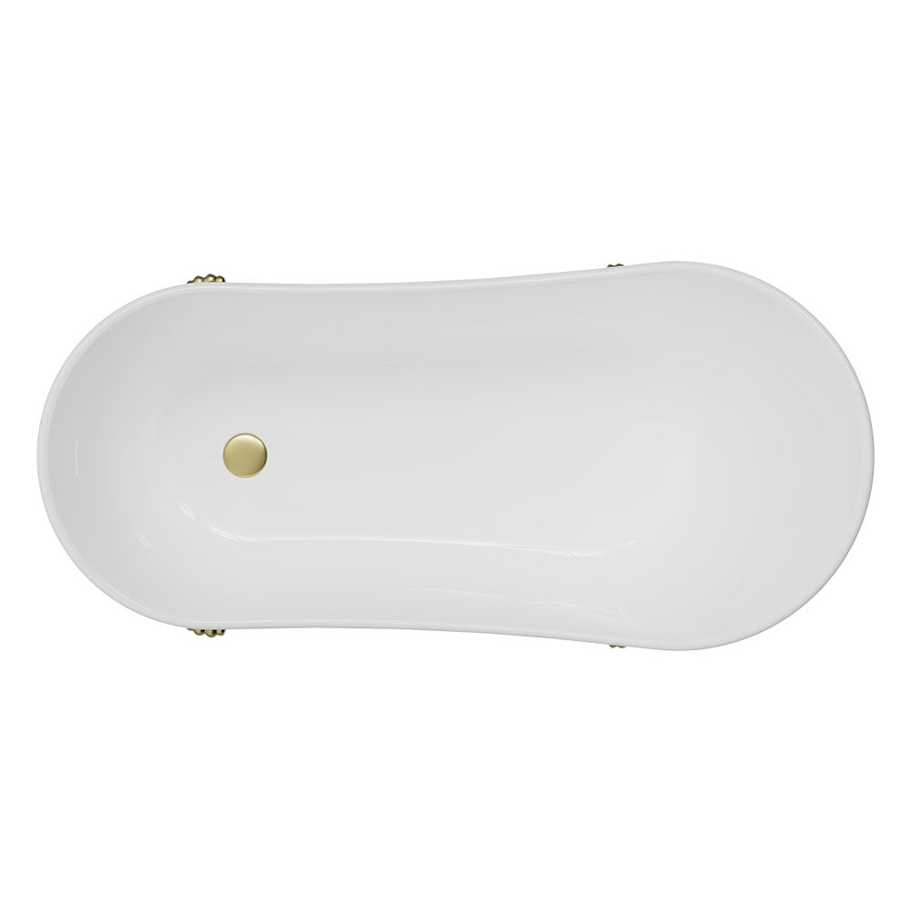 Fienza Clawfoot Freestanding Bath Gloss White 1500mm Urban Brass Feet