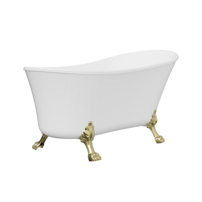 Fienza Clawfoot Freestanding Bath Gloss White 1500mm Urban Brass Feet