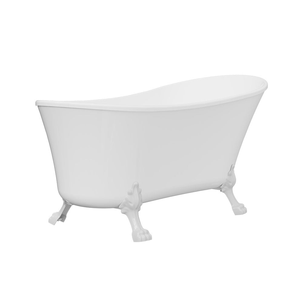 Fienza Clawfoot Freestanding Bath Gloss White 1500mm White Feet