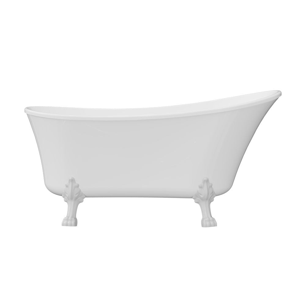 Fienza Clawfoot Freestanding Bath Gloss White 1500mm White Feet
