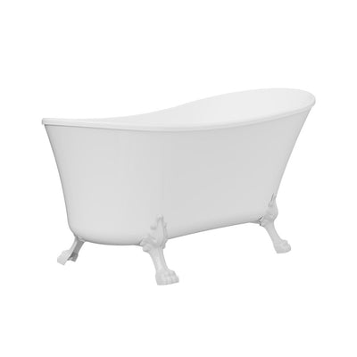 Fienza Clawfoot Freestanding Bath Gloss White 1500mm White Feet