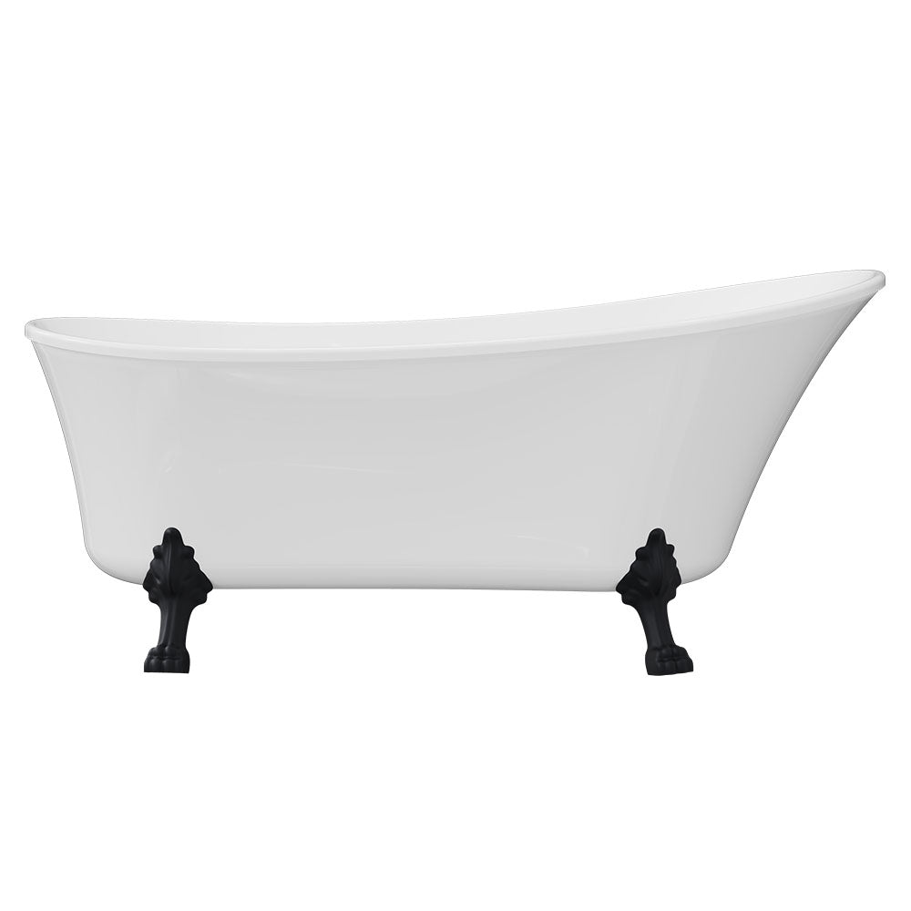Fienza Clawfoot Freestanding Bath Gloss White 1700mm Black Feet
