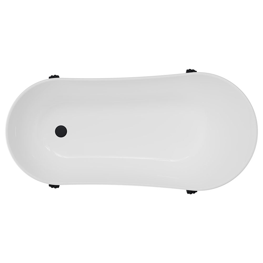Fienza Clawfoot Freestanding Bath Gloss White 1700mm Black Feet
