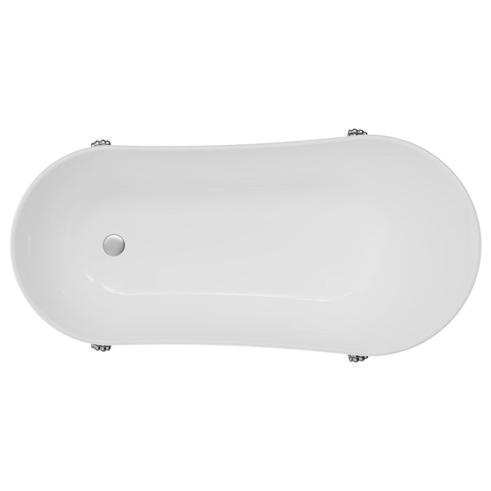 Fienza Clawfoot Freestanding Bath Gloss White 1700mm Brushed Nickel Feet