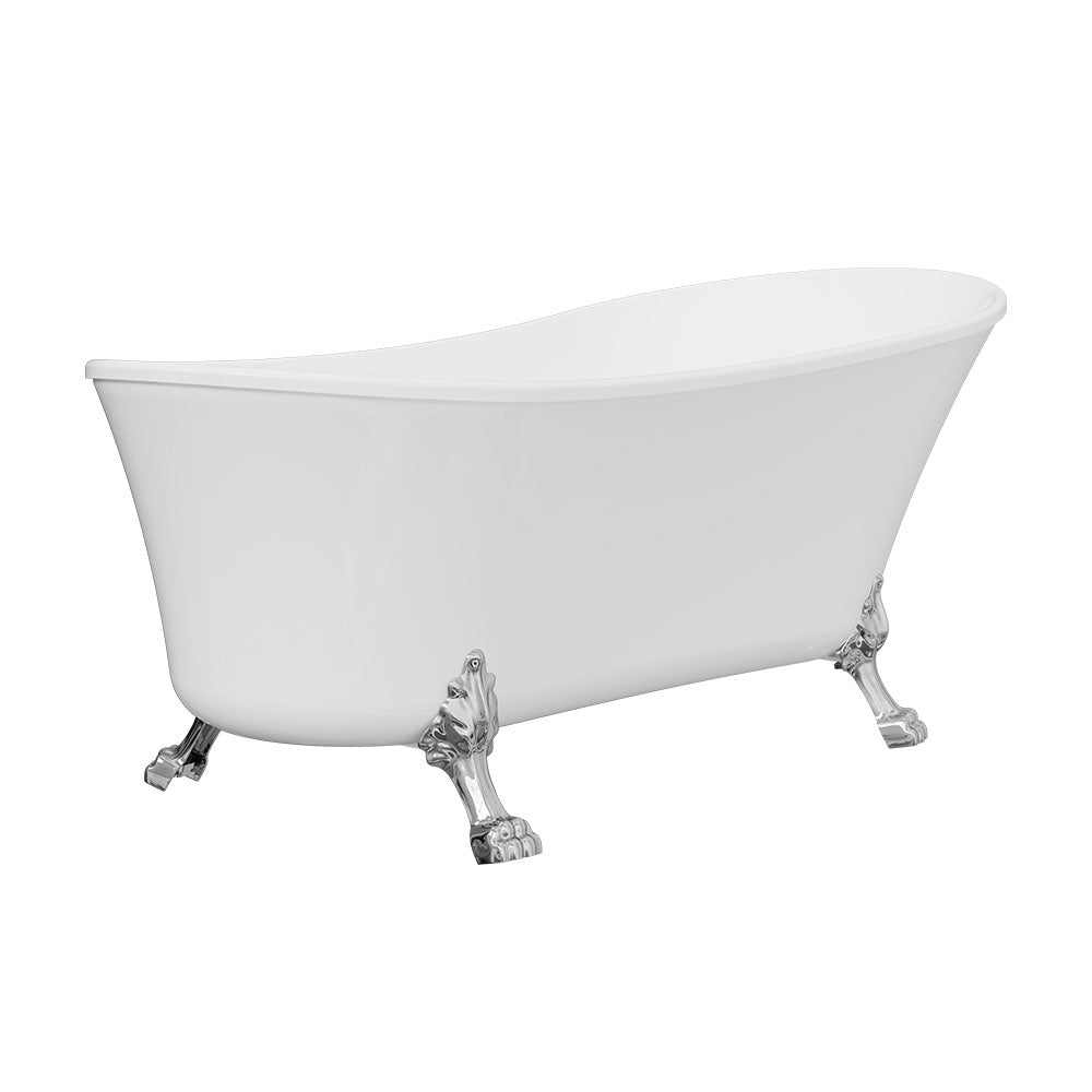 Fienza Clawfoot Freestanding Bath Gloss White 1700mm Chrome Feet