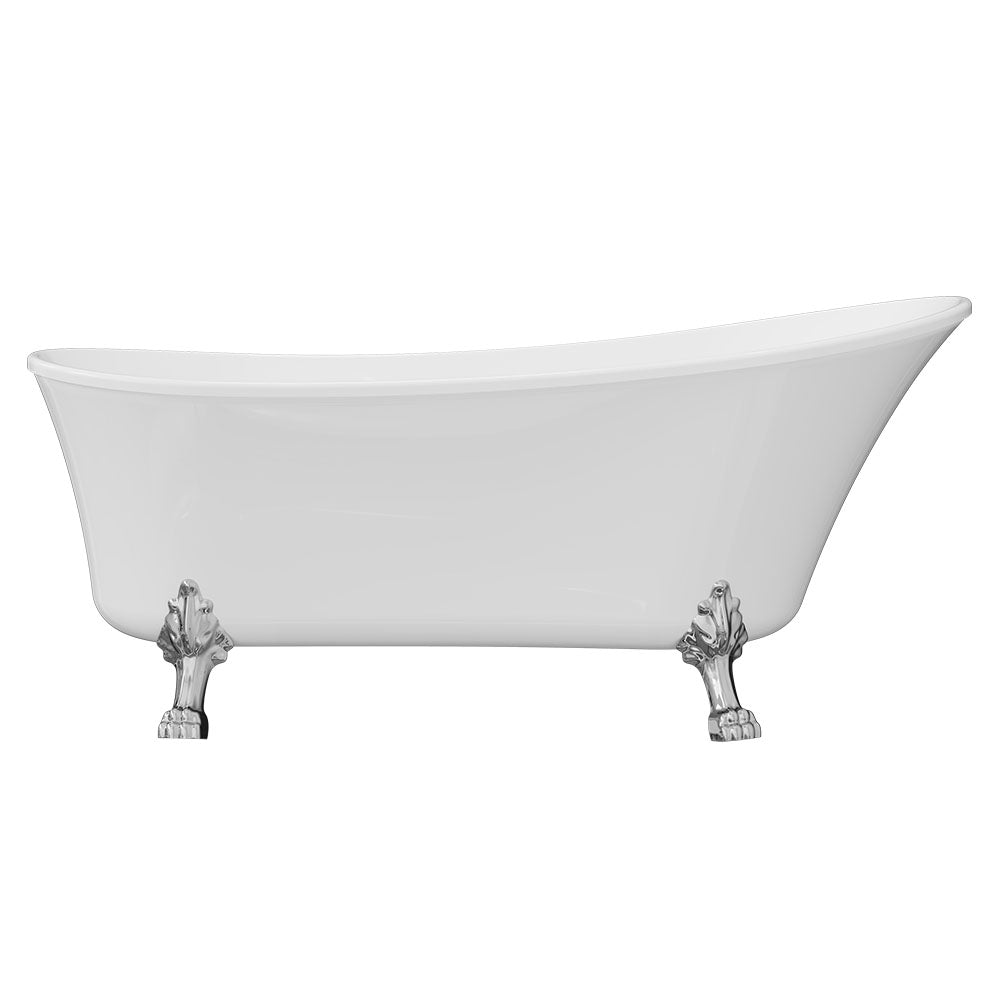Fienza Clawfoot Freestanding Bath Gloss White 1700mm Chrome Feet