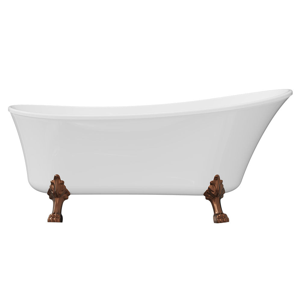 Fienza Clawfoot Freestanding Bath Gloss White 1700mm Brushed Copper Feet