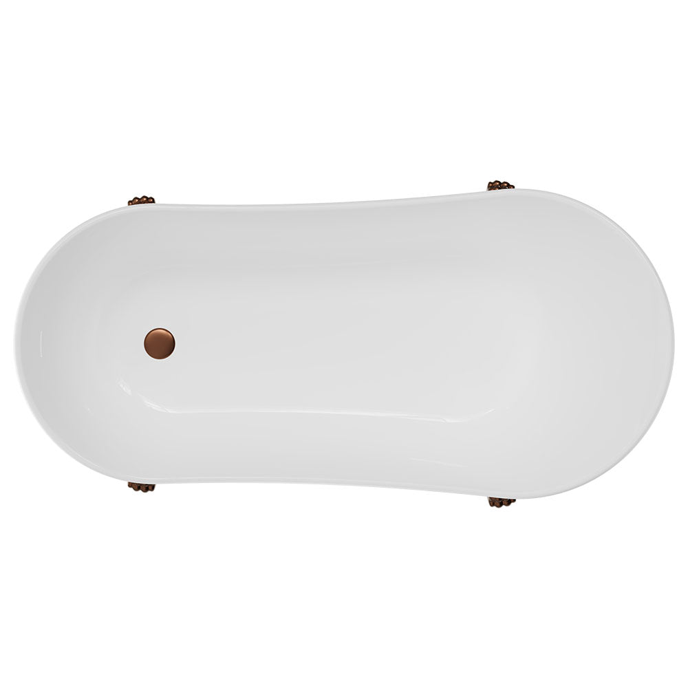 Fienza Clawfoot Freestanding Bath Gloss White 1700mm Brushed Copper Feet